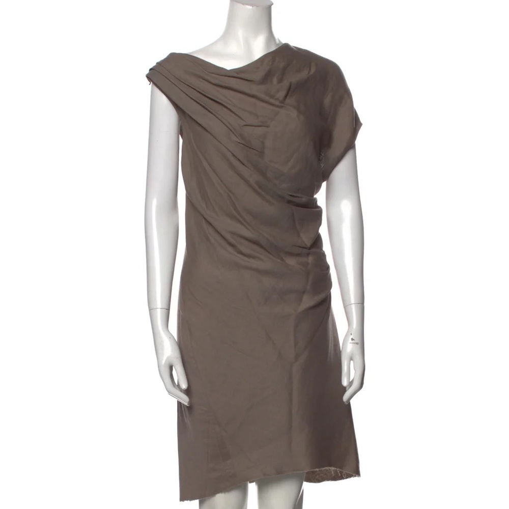 Helmut Lang Drape Asymmetrical Linen Midi Dress W… - image 1